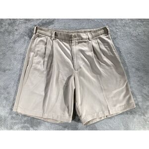 Pebble Beach Lone Cypress Golf Shorts Men's Size 36 Khaki Double‎ Pleats